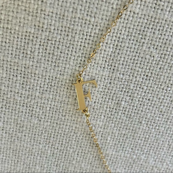 GOLDEN CLEF Asymmetrical Letter F Initial Pendant Necklace 14k Gold ITALY $199 - Picture 6 of 15